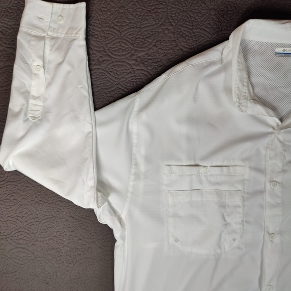 Columbia PFG Long Sleeve Fishing Vented Shirt Mens 2XL Solid White Tamiami - Picture 6 of 15
